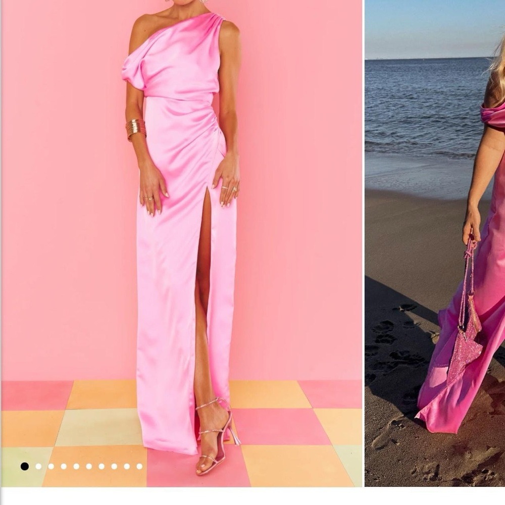 Elegant Pink One-Shoulder Dress